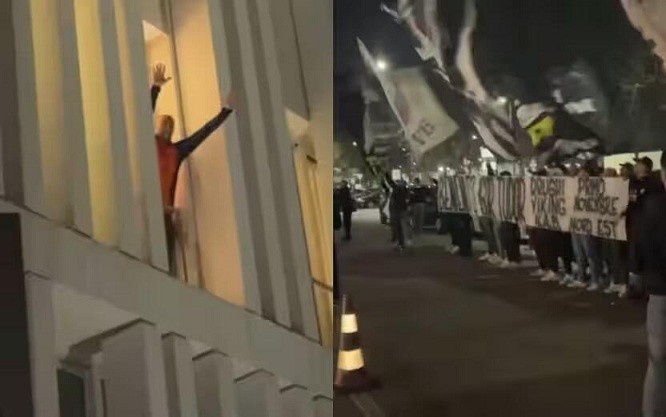 都體：尤文球迷來到酒店外支持新主帥，圖多爾向球迷們揮手致意